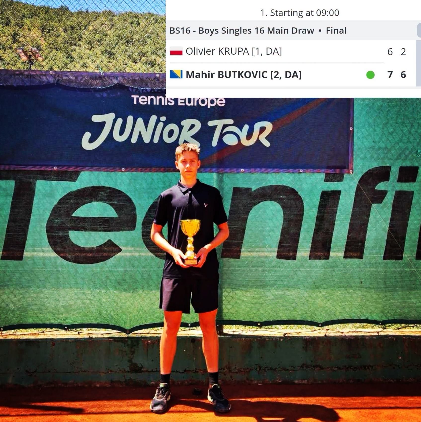 Mahir Butković sa trofejom — Eminent Podgorica Open 2026